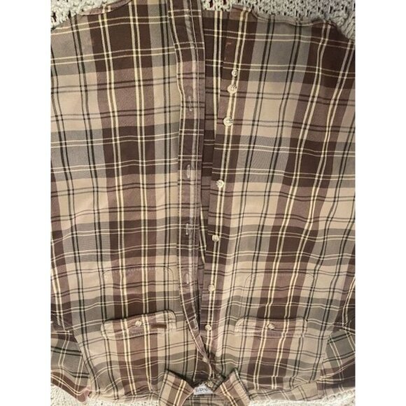 Carhartt Men's Plaid Long Sleeve Shirt L 100% Cotton Brown‎ & Beige WARM & COZY - Picture 11 of 13